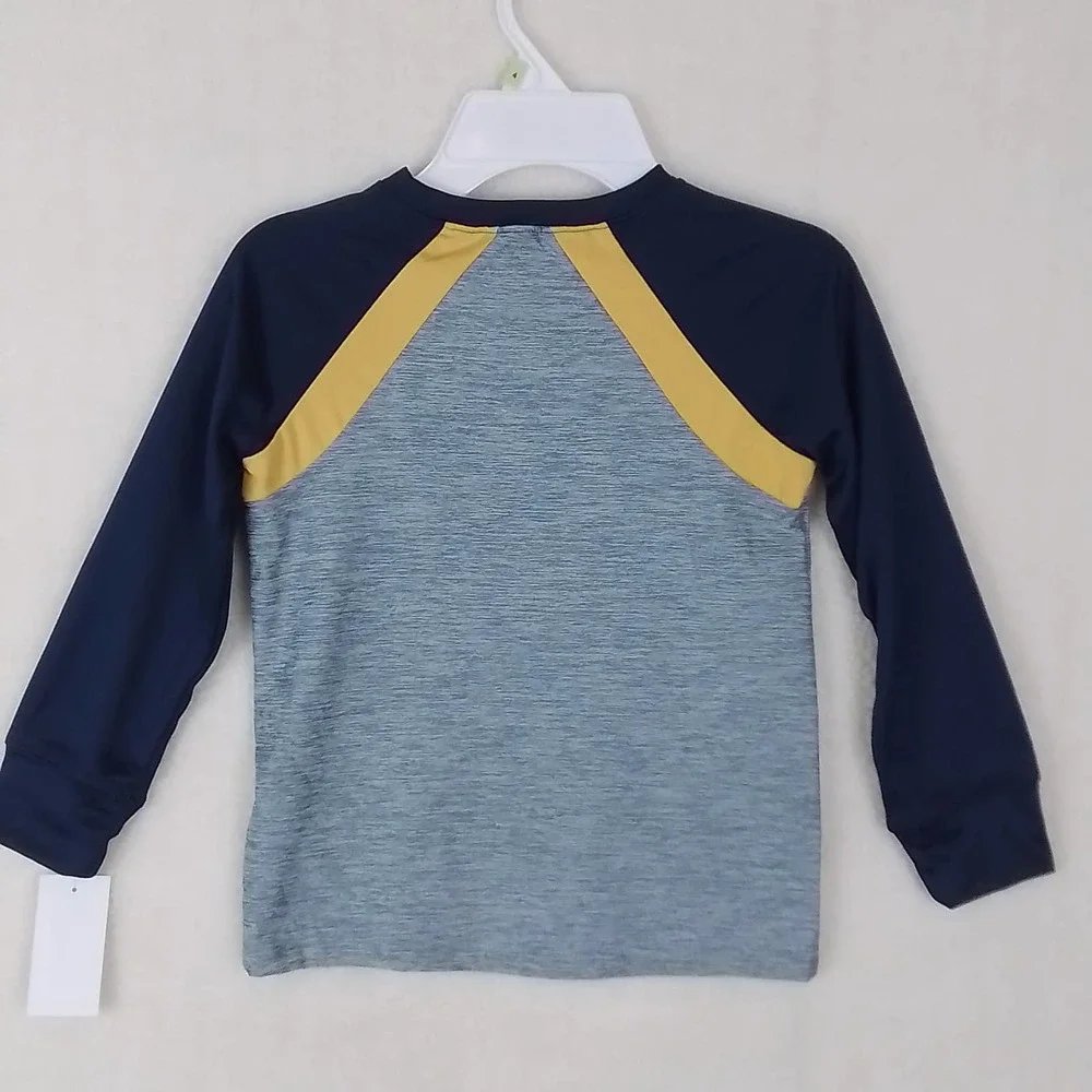 Oshkosh Boys Rash Guard Tee 4 Blue Gray Active Wear Top Outdoor‎ Long Sleeve